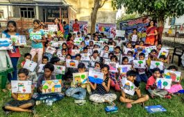 पर्यावरण और स्वच्छता पर हुई पेंटिंग प्रतियोगिता